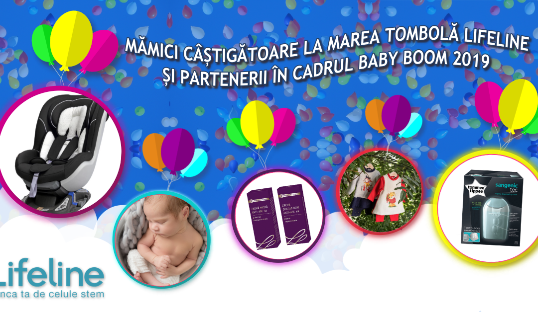 Mămici câștigătoare la Marea Tombolă Lifeline și partenerii în cadrul Baby Boom