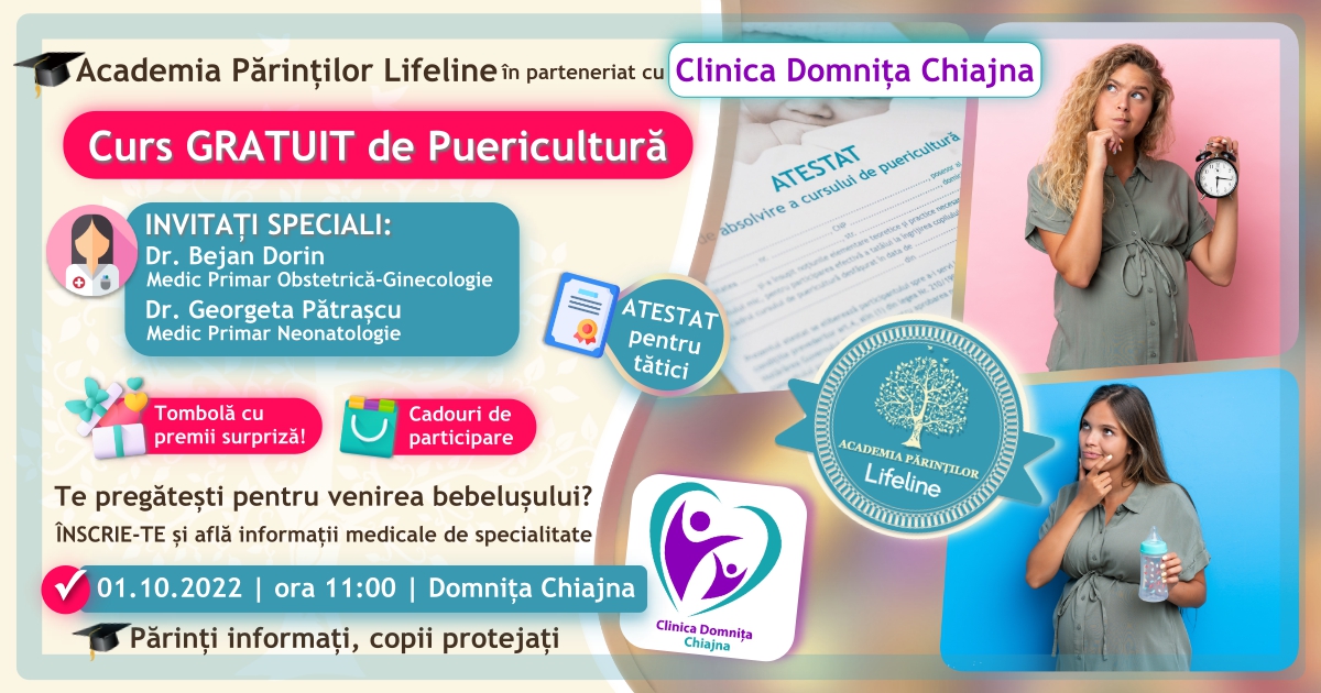 Academia Părinților Lifeline în parteneriat cu Clinica Domnița Chiajna - Curs Gratuit de Puericultură